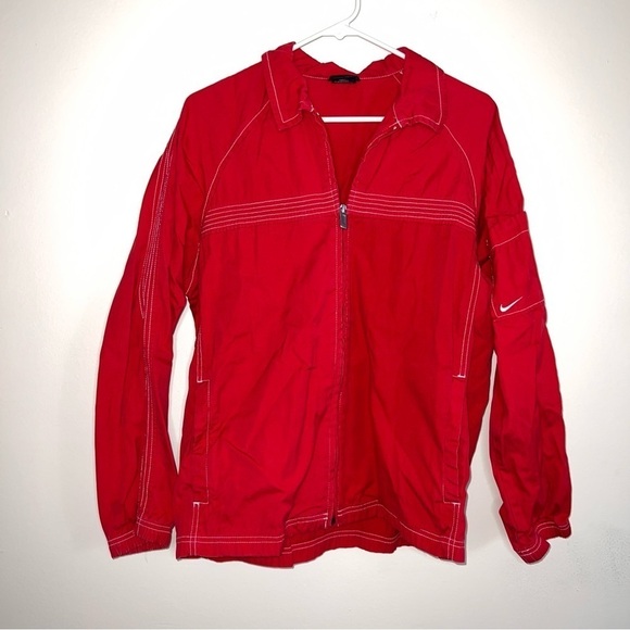 Nike Women’s Red Cotton Zip Up Jacket Size Medium (8-10) - Picture 11 of 11